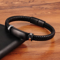 Men's Stainless Steel/Leather Wristband